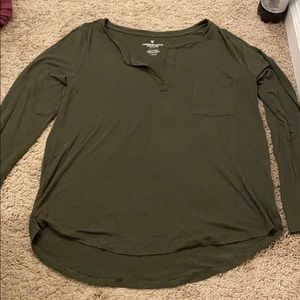 Dark Green American Eagle Henley